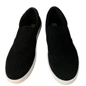 Blondo Women's Black Suede Slip-On Sneakers with White Soles Waterproof Sz 8.5